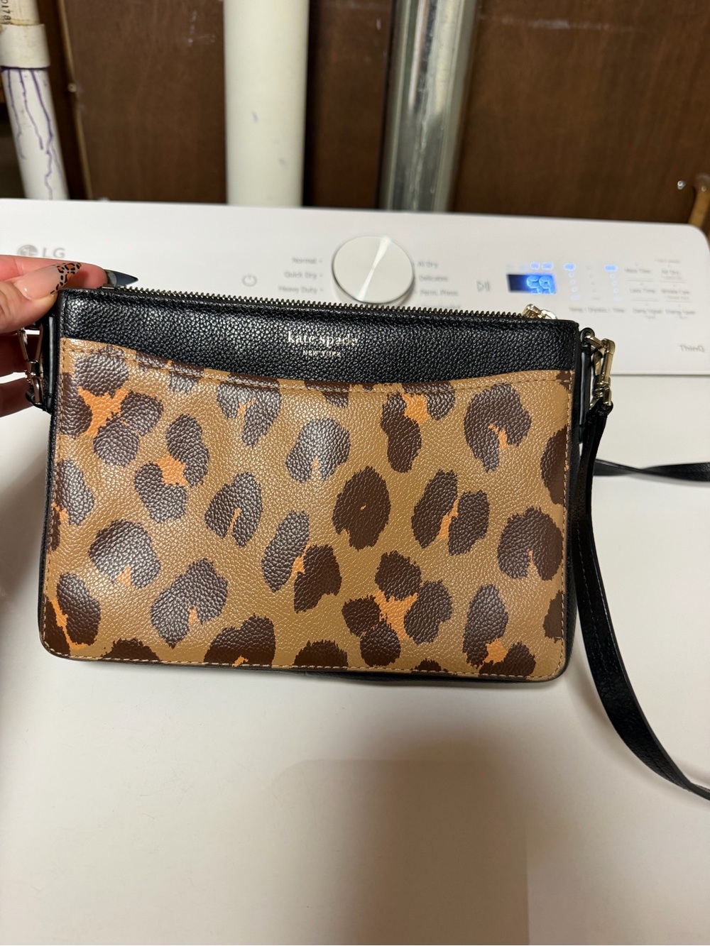 kate spade Leopard-Print Crossbody with Black Trim